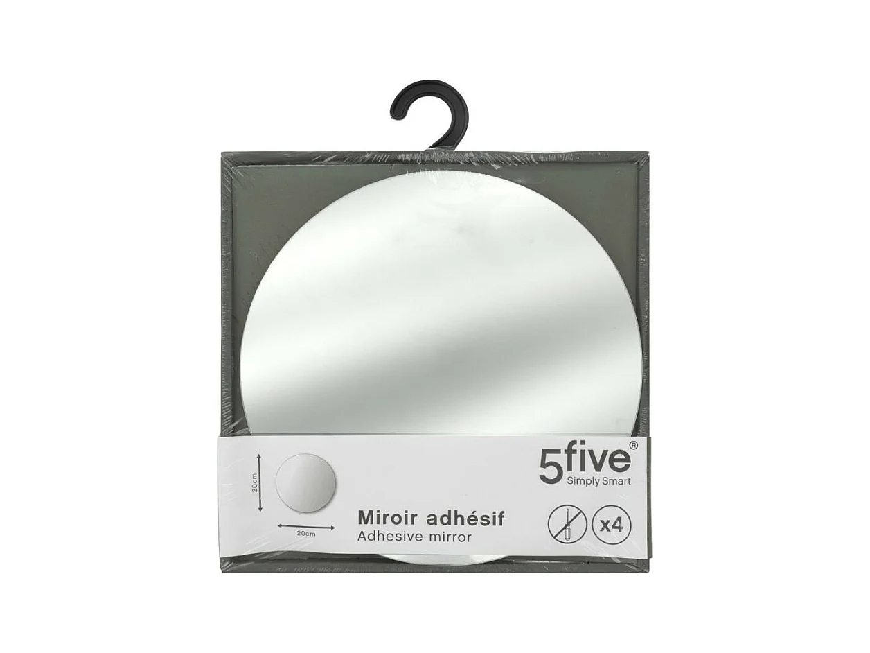 Lot de 4 Miroirs adhésifs Ronds en Verre 20 x 20 cm