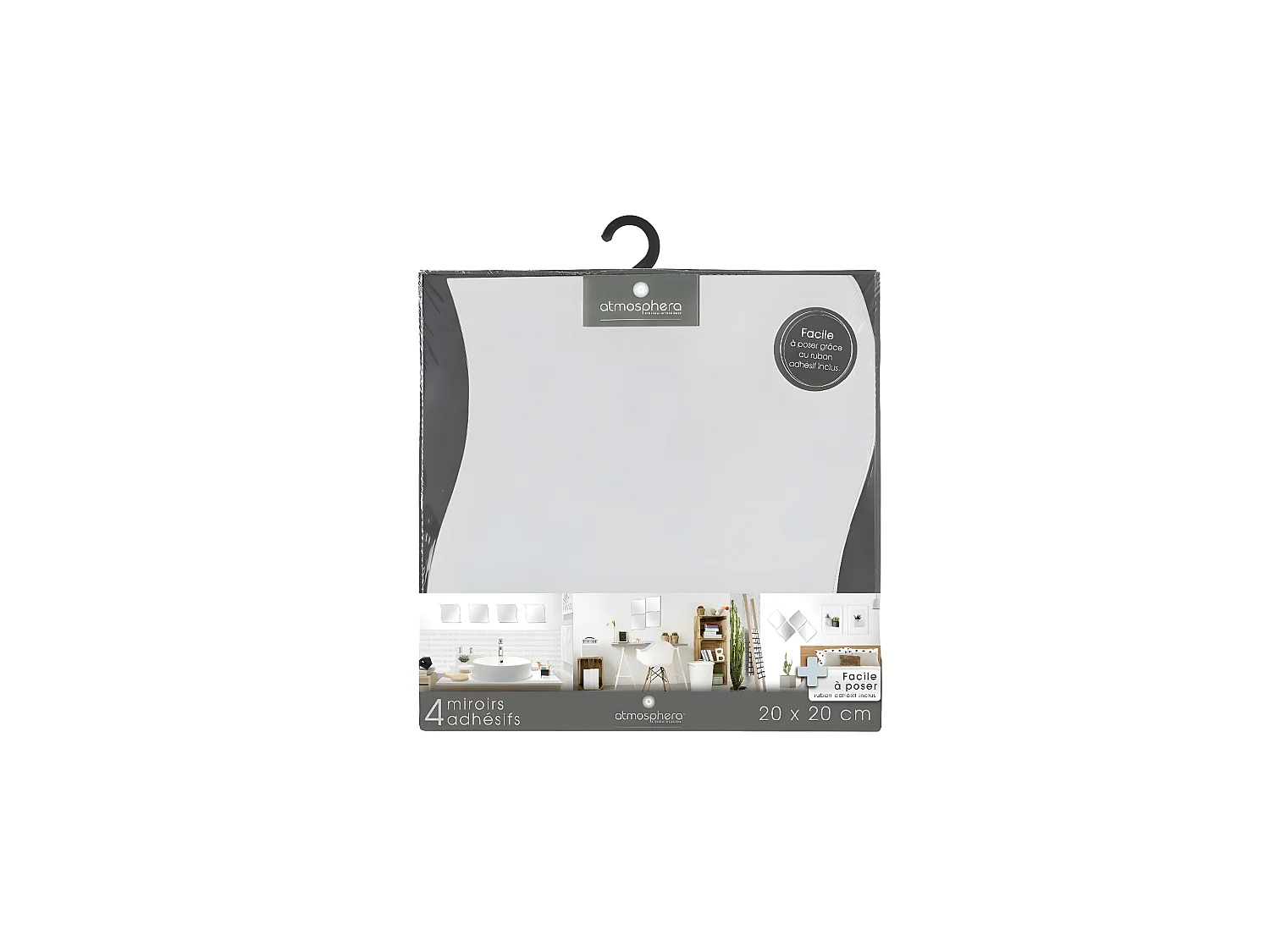 Lot de 4 Miroirs adhésifs Vagues en Verre 20 x 20 cm