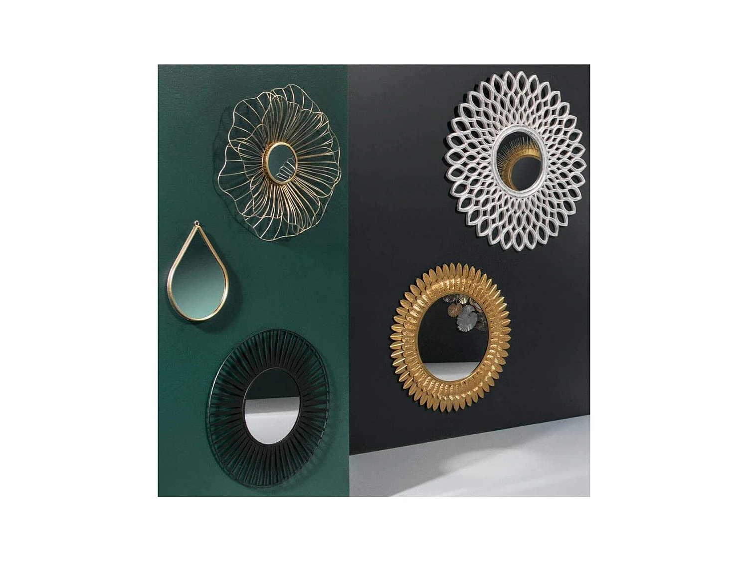 Miroir mural en métal en forme de Goutte 21 x 29 cm