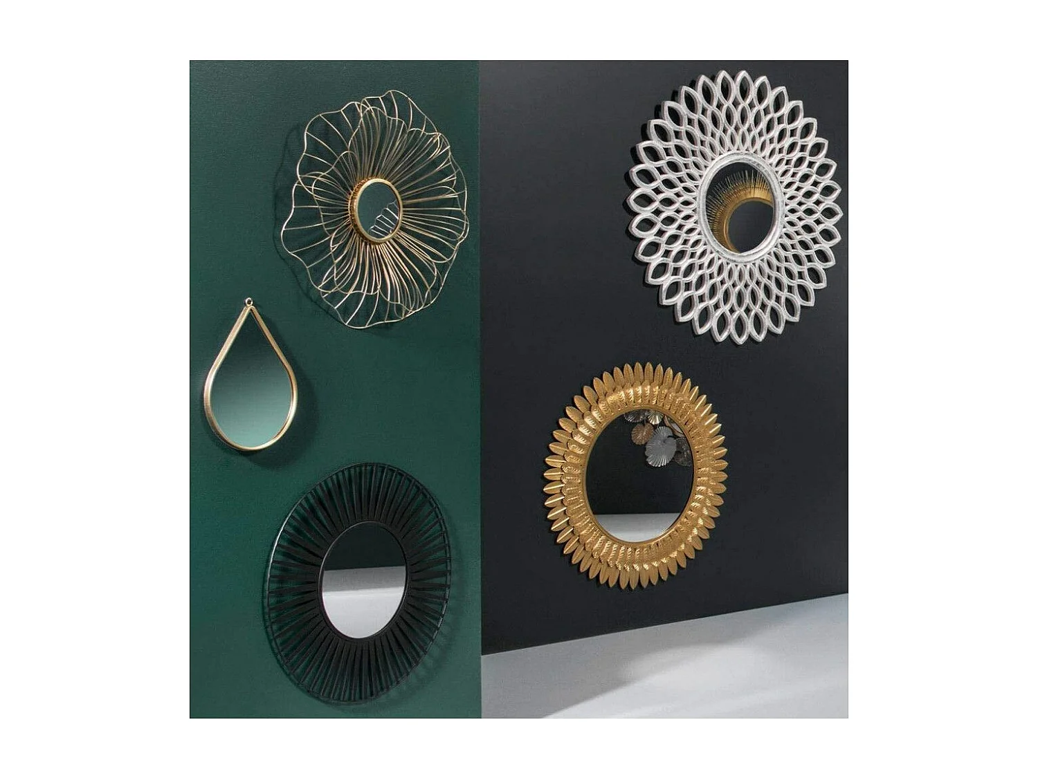 Miroir mural en métal en forme de Goutte 21 x 29 cm