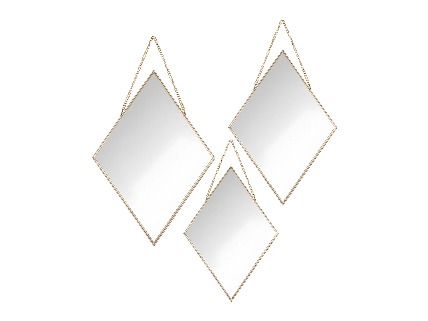 Lot de 3 Miroirs losanges en métal doré