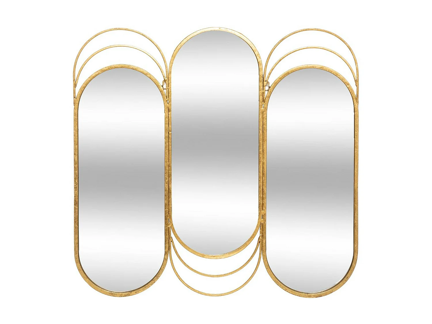 Miroir mural Triptyque en Métal Doré 72 x 69 cm