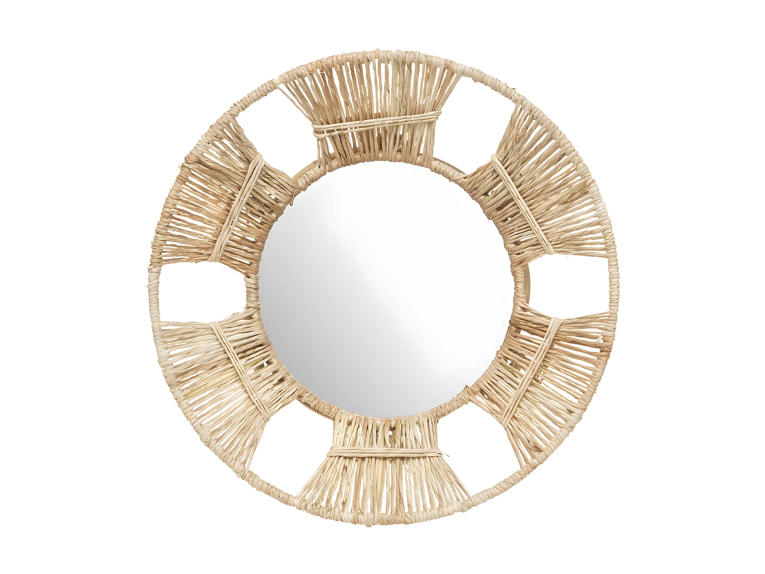 Lot de 3 Miroirs ronds en Métal et Jute D 31 D 25 et D 20 cm