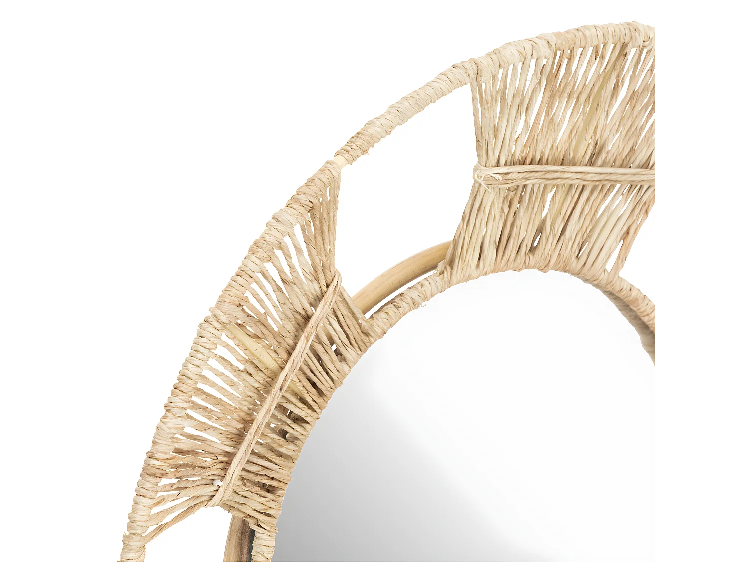 Lot de 3 Miroirs ronds en Métal et Jute D 31 D 25 et D 20 cm