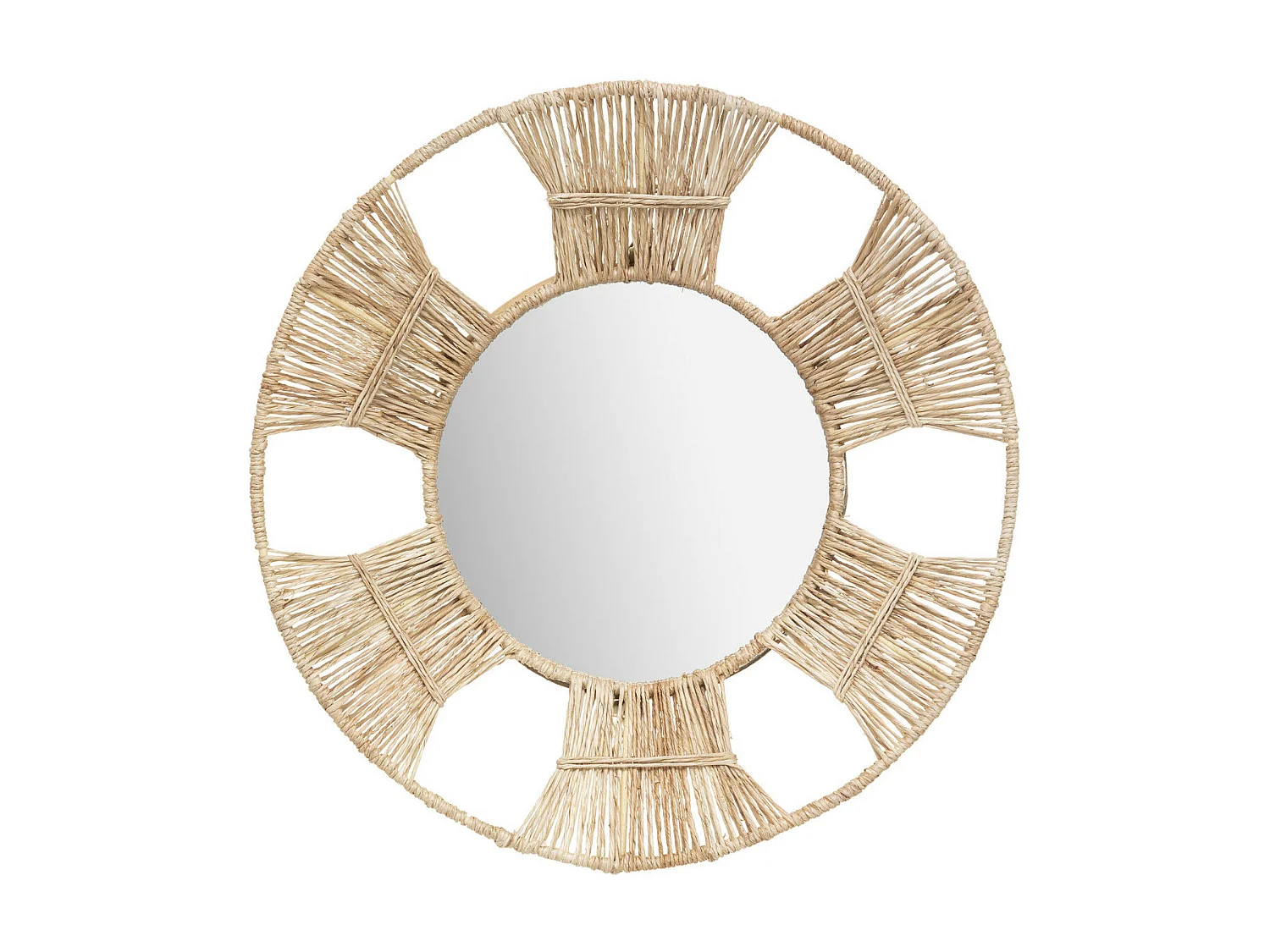 Lot de 3 Miroirs ronds en Métal et Jute D 31 D 25 et D 20 cm