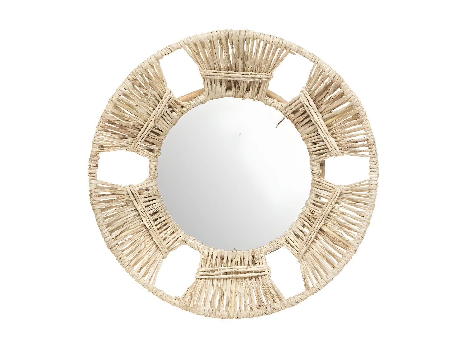 Lot de 3 Miroirs ronds en Métal et Jute D 31 D 25 et D 20 cm