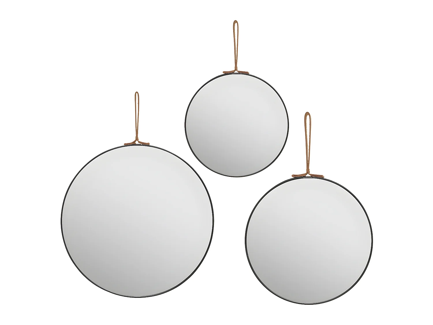Lot de 3 Miroirs en Verre D 30 D 25 et D 20 cm