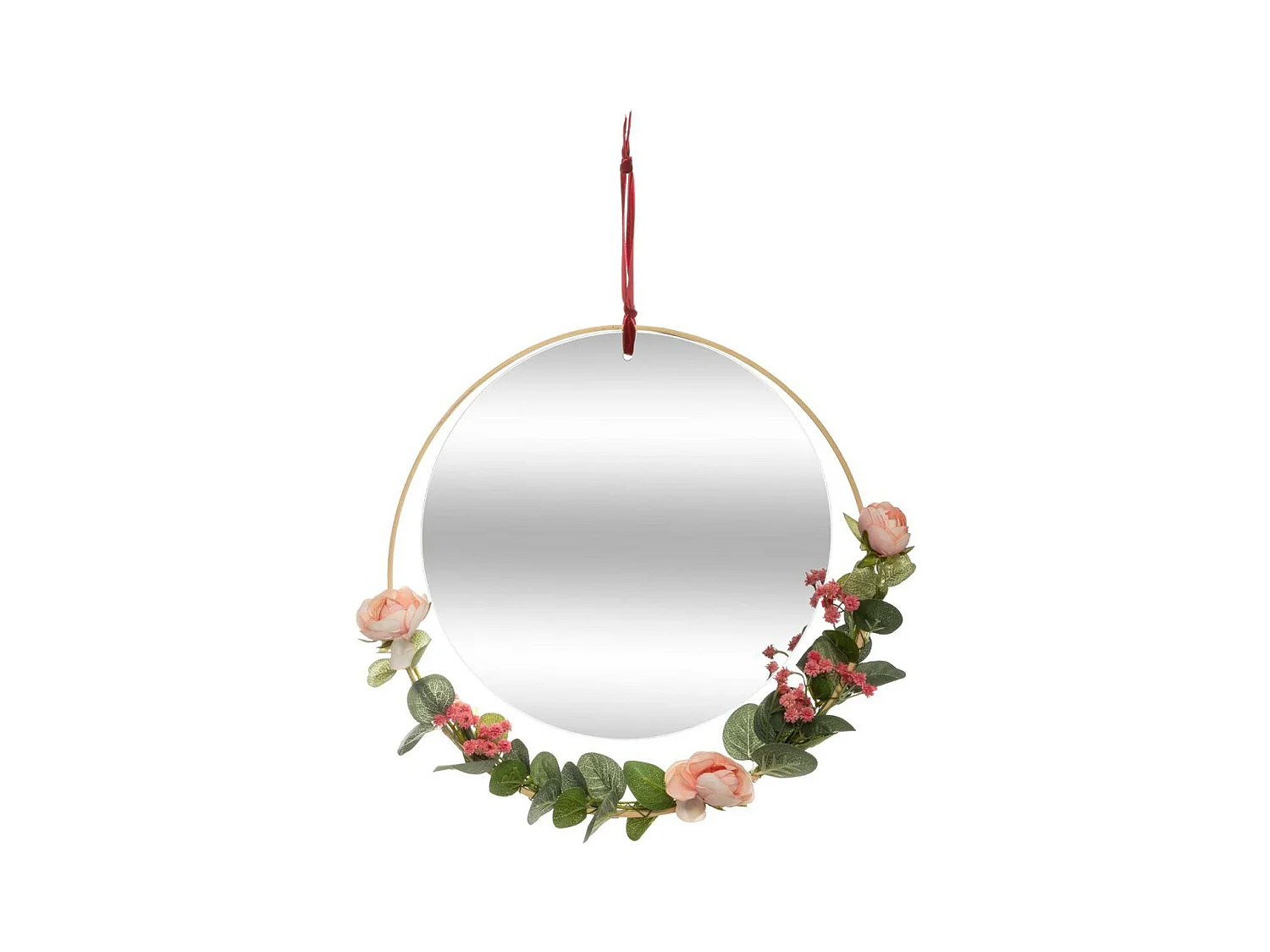 Miroir à suspendre avec décoration florale D 33 cm