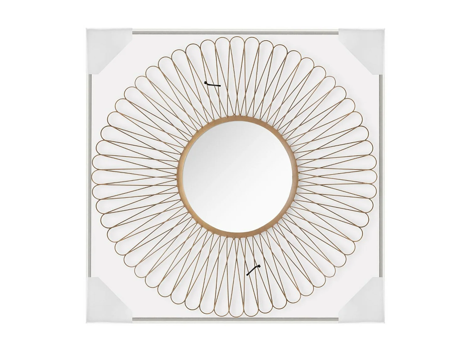 Grand Miroir mural Soleil en métal doré D 76 cm