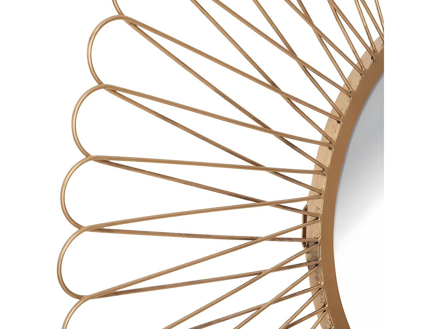 Grand Miroir mural Soleil en métal doré D 76 cm