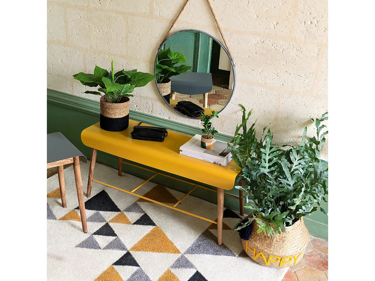 Miroir mural en Métal Gris avec corde D 37 cm