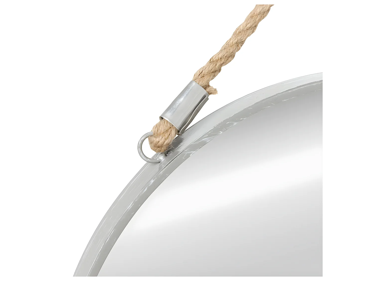 Miroir mural en Métal Gris avec corde D 37 cm