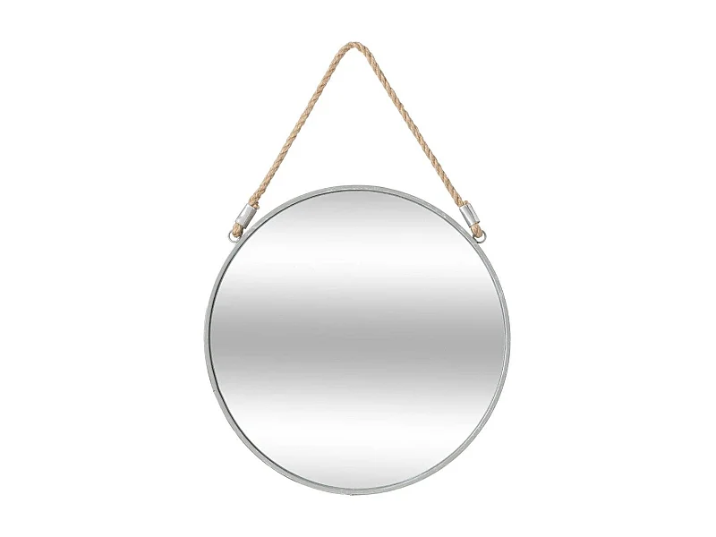Miroir mural en Métal Gris avec corde D 37 cm
