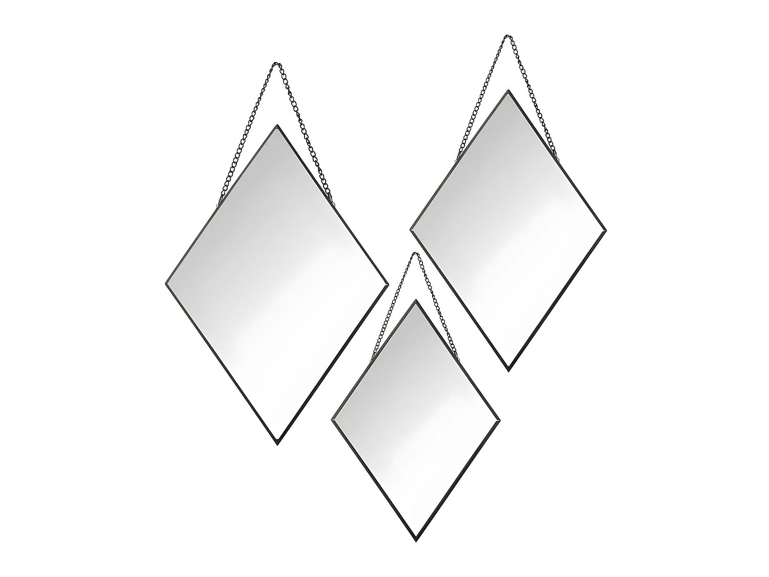 Lot de 3 Miroirs losanges en métal noir