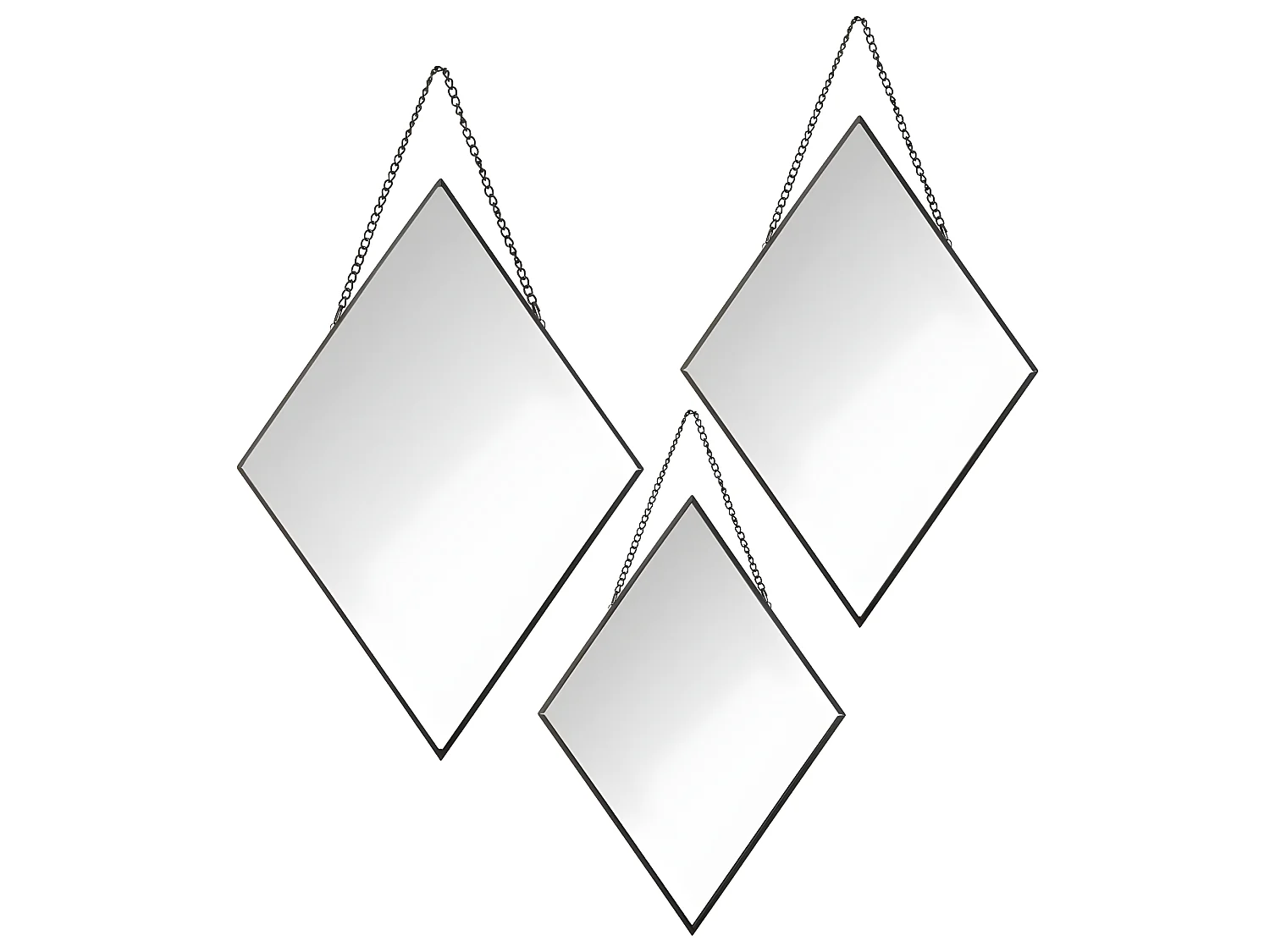 Lot de 3 Miroirs losanges en métal noir