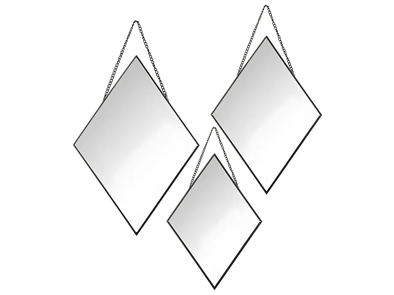 Lot de 3 Miroirs losanges en métal noir
