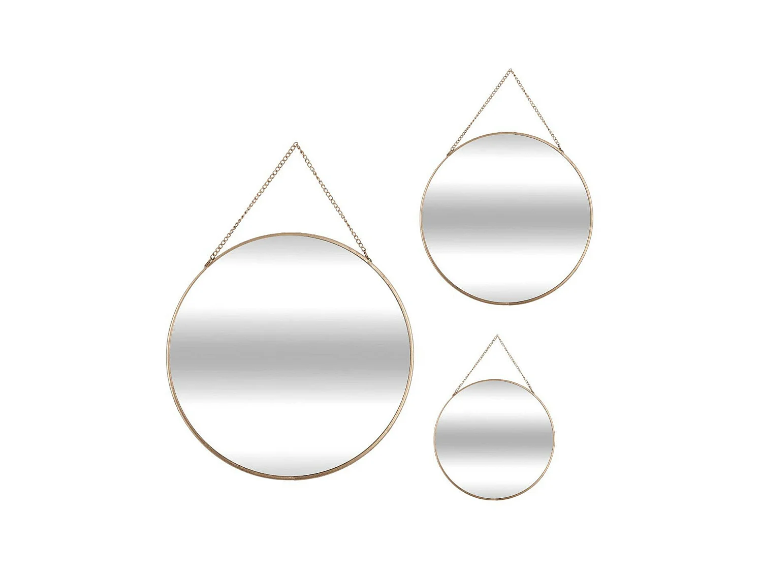 Lot de 3 Miroirs à suspendre en métal doré