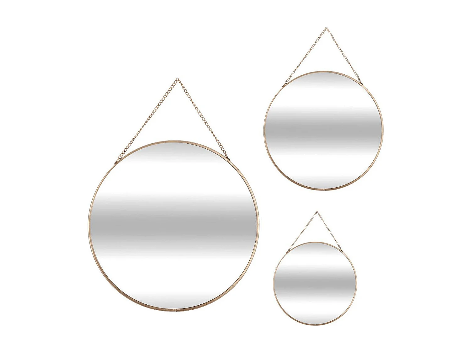 Lot de 3 Miroirs à suspendre en métal doré