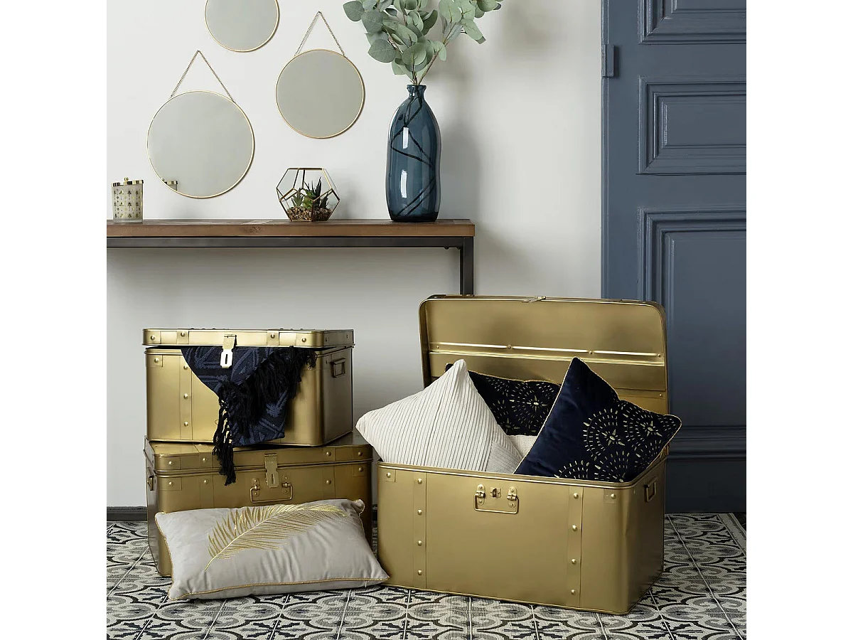 Lot de 3 Miroirs à suspendre en métal doré