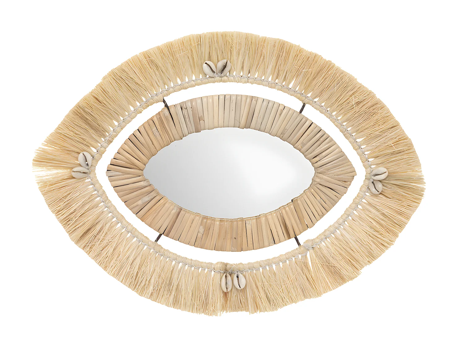 Miroir mural en Rotin et Raphia 44 X 31 cm