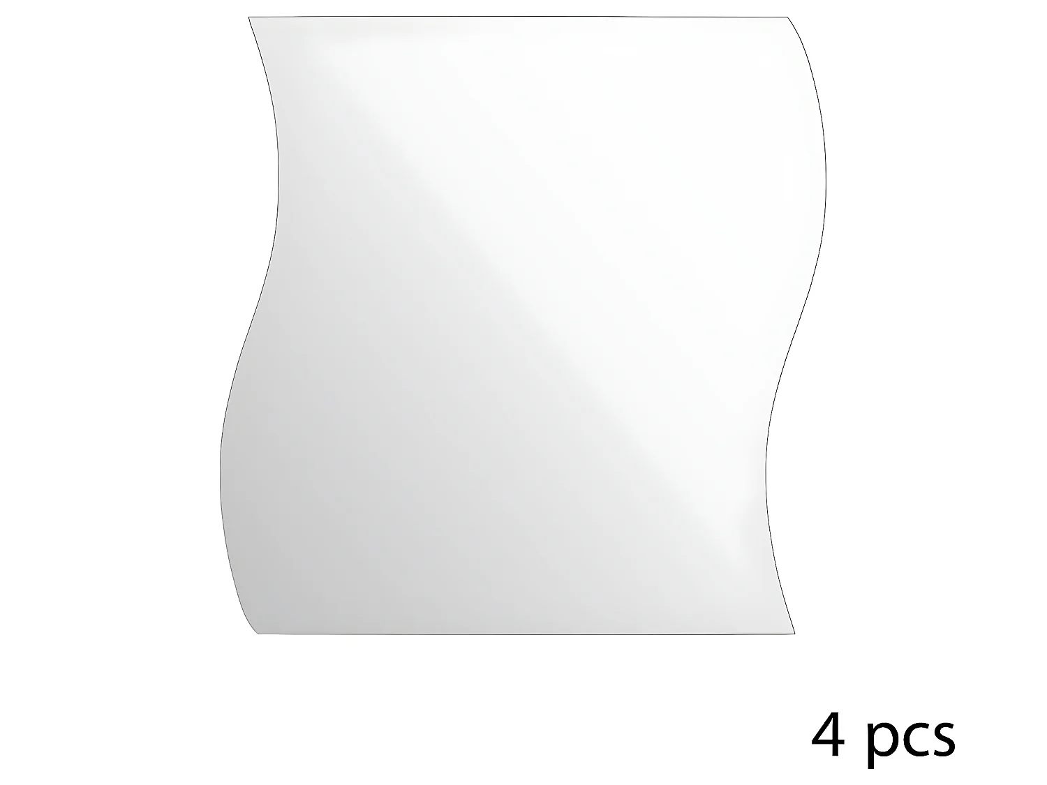 Lot de 4 Miroirs adhésifs Vagues en Verre 30 x 30 cm