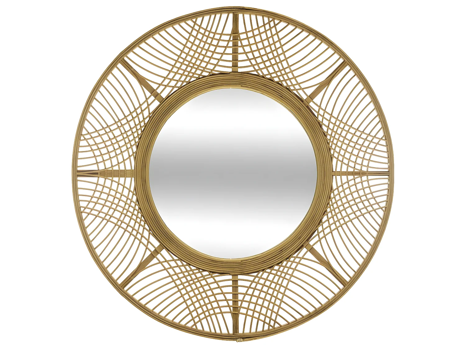 Grand Miroir mural en Bambou D 70 cm