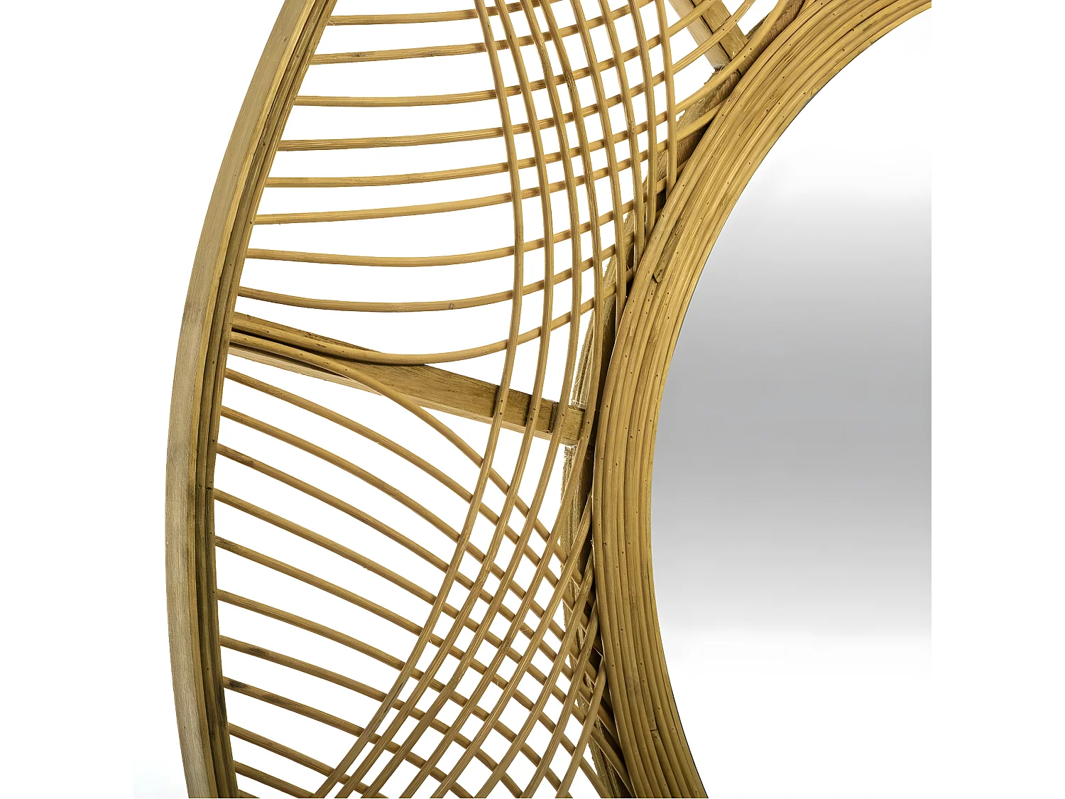Grand Miroir mural en Bambou D 70 cm
