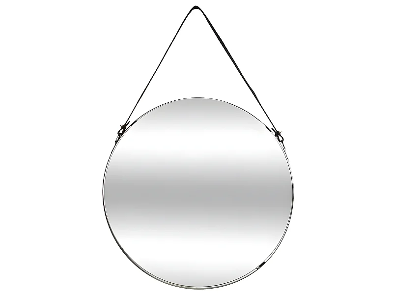 Miroir à suspendre en métal avec lanière D 38 cm