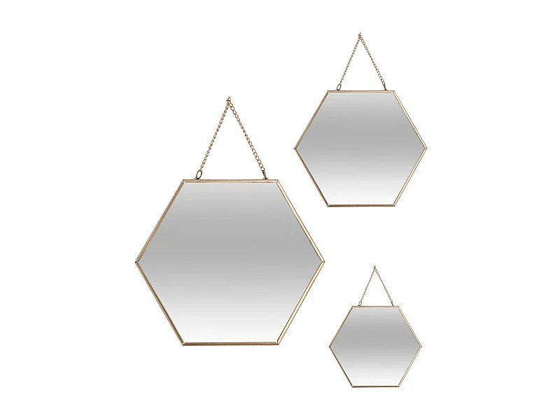 Lot de 3 Miroirs en métal doré