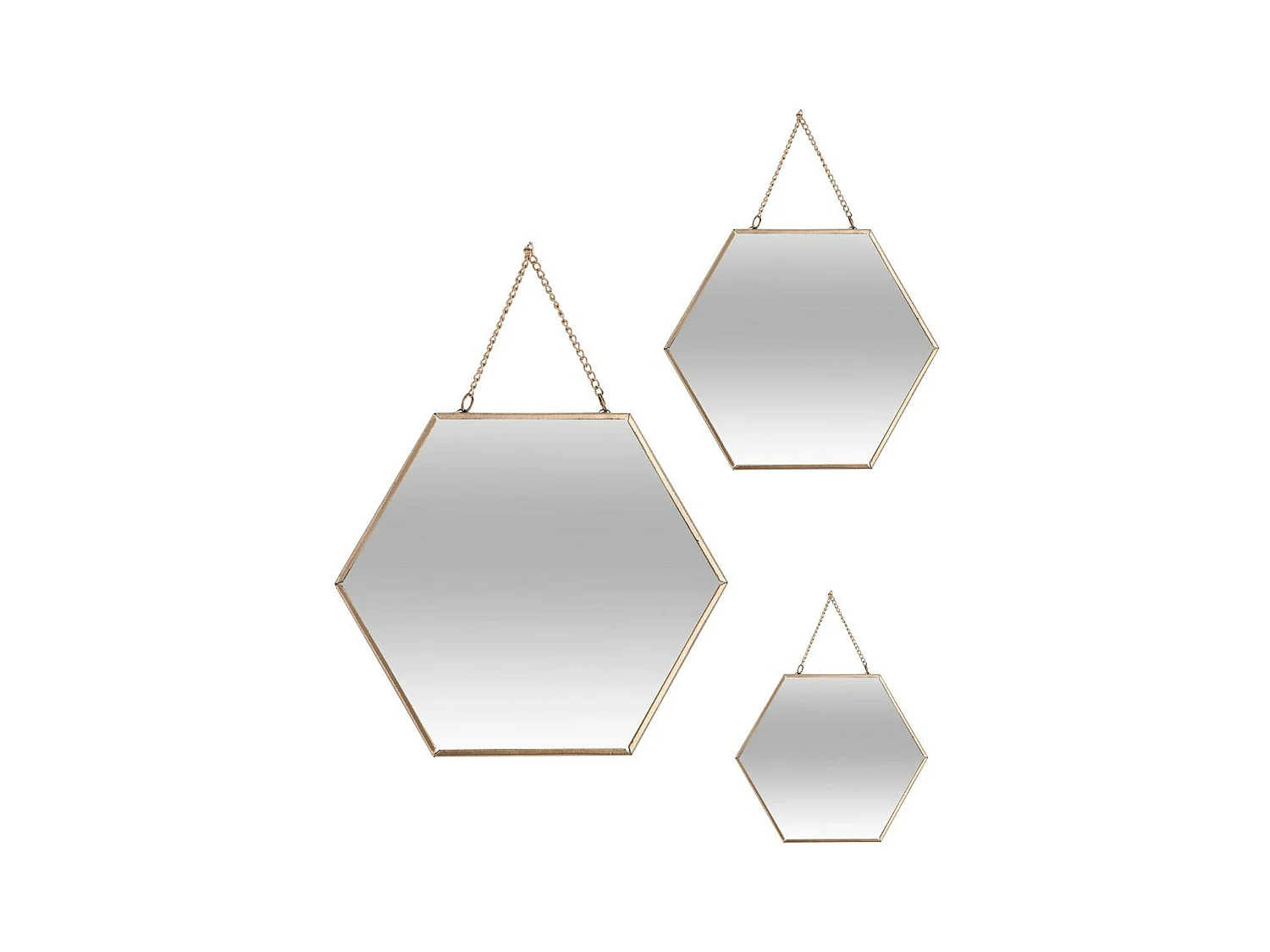 Lot de 3 Miroirs en métal doré