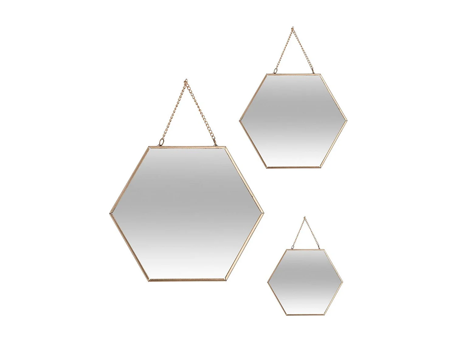 Lot de 3 Miroirs en métal doré