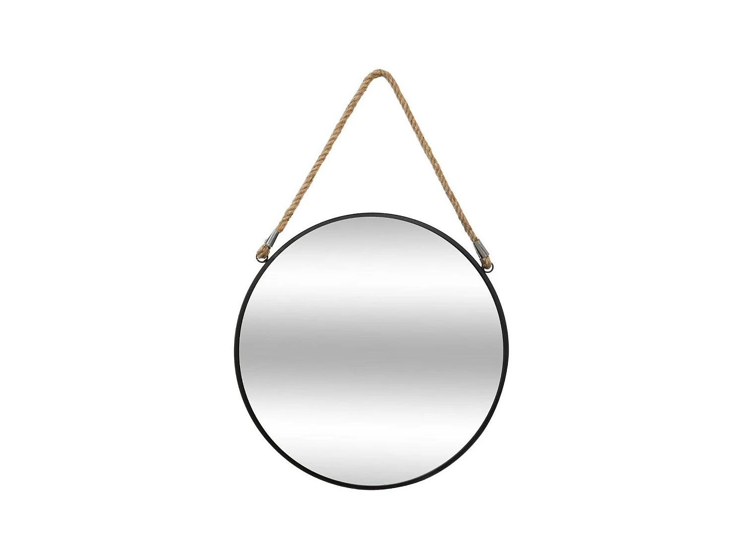 Miroir Rond en métal  Noir avec corde D 55 cm