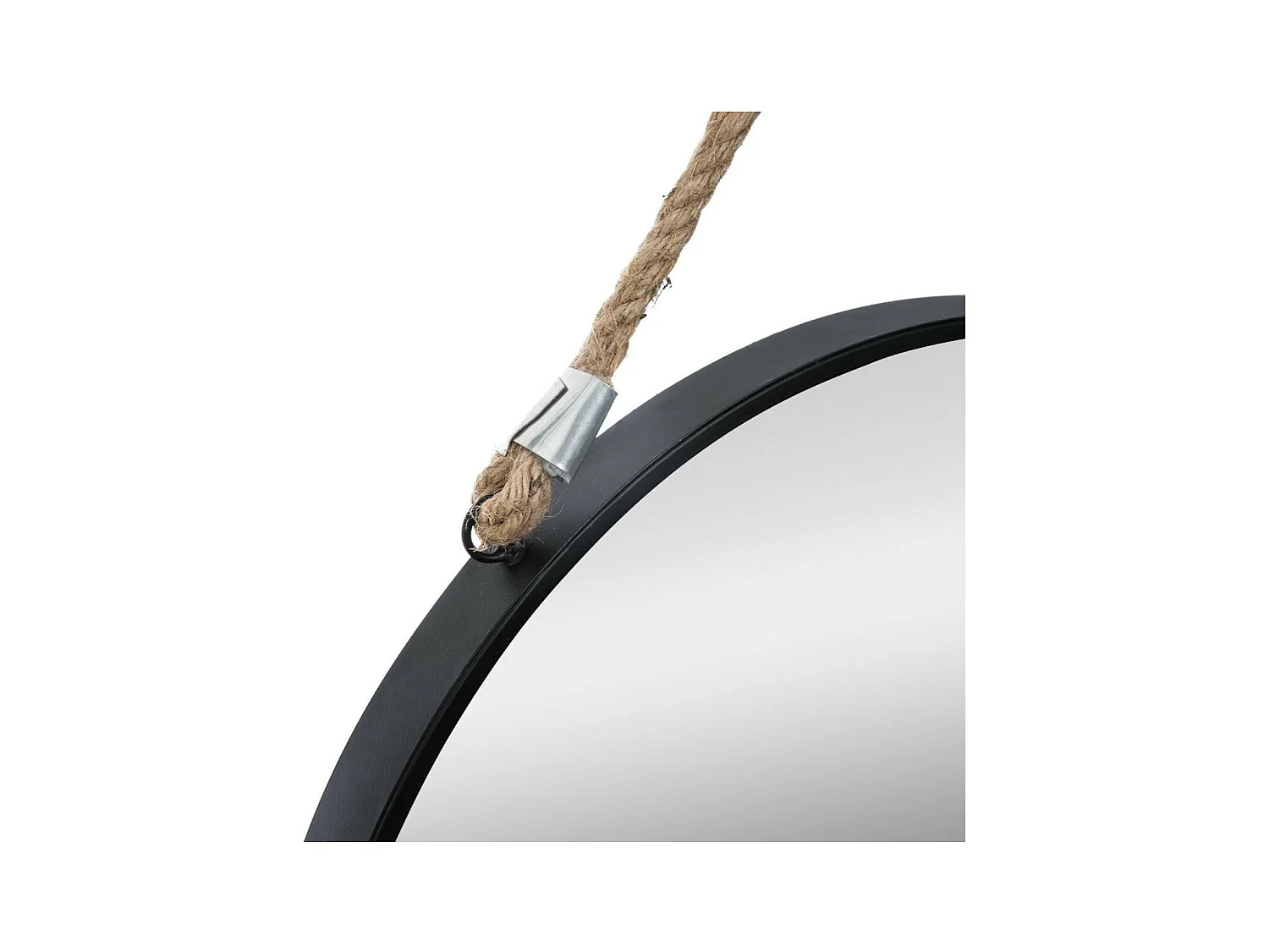 Miroir Rond en métal  Noir avec corde D 55 cm