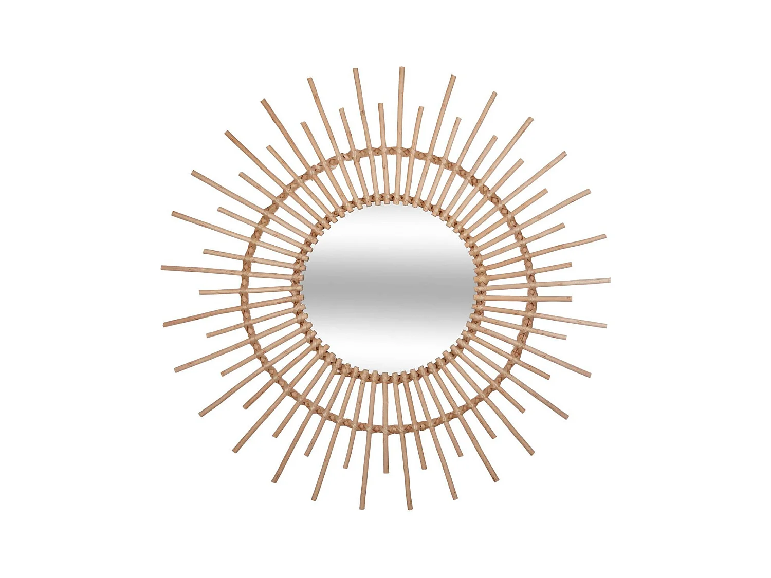Grand Miroir mural Soleil en Rotin D 76 cm