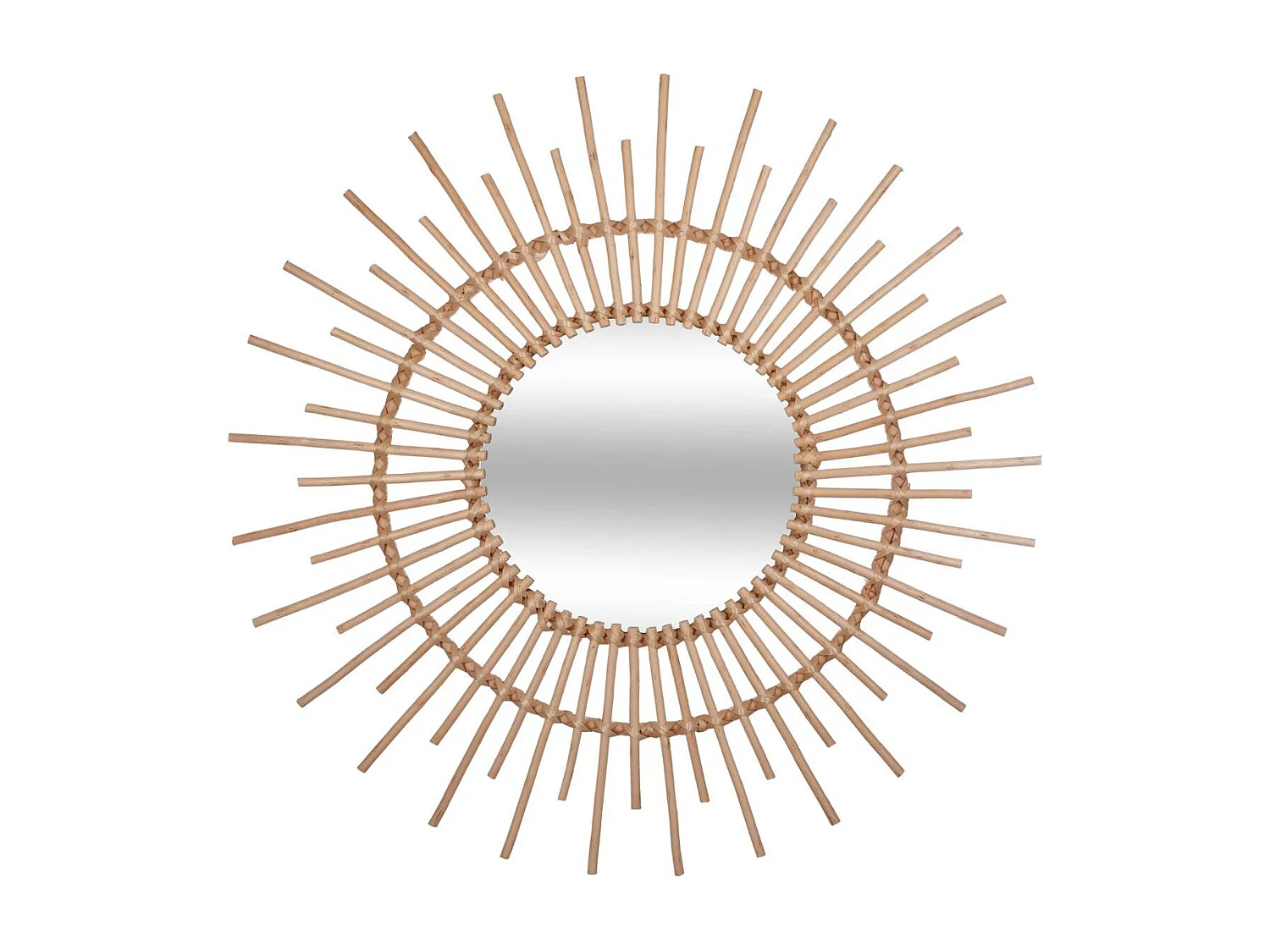 Grand Miroir mural Soleil en Rotin D 76 cm