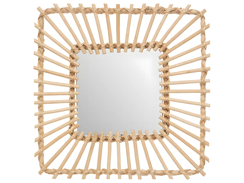 Miroir mural carré en Rotin 40 x 40 cm