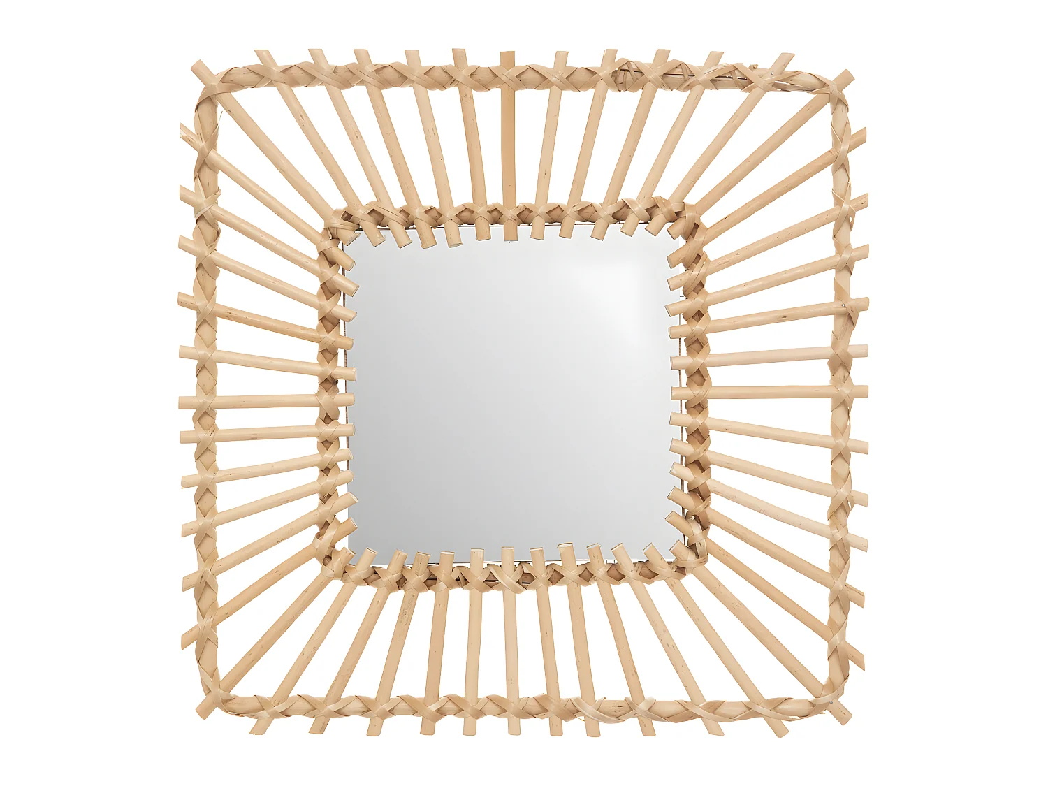 Miroir mural carré en Rotin 40 x 40 cm