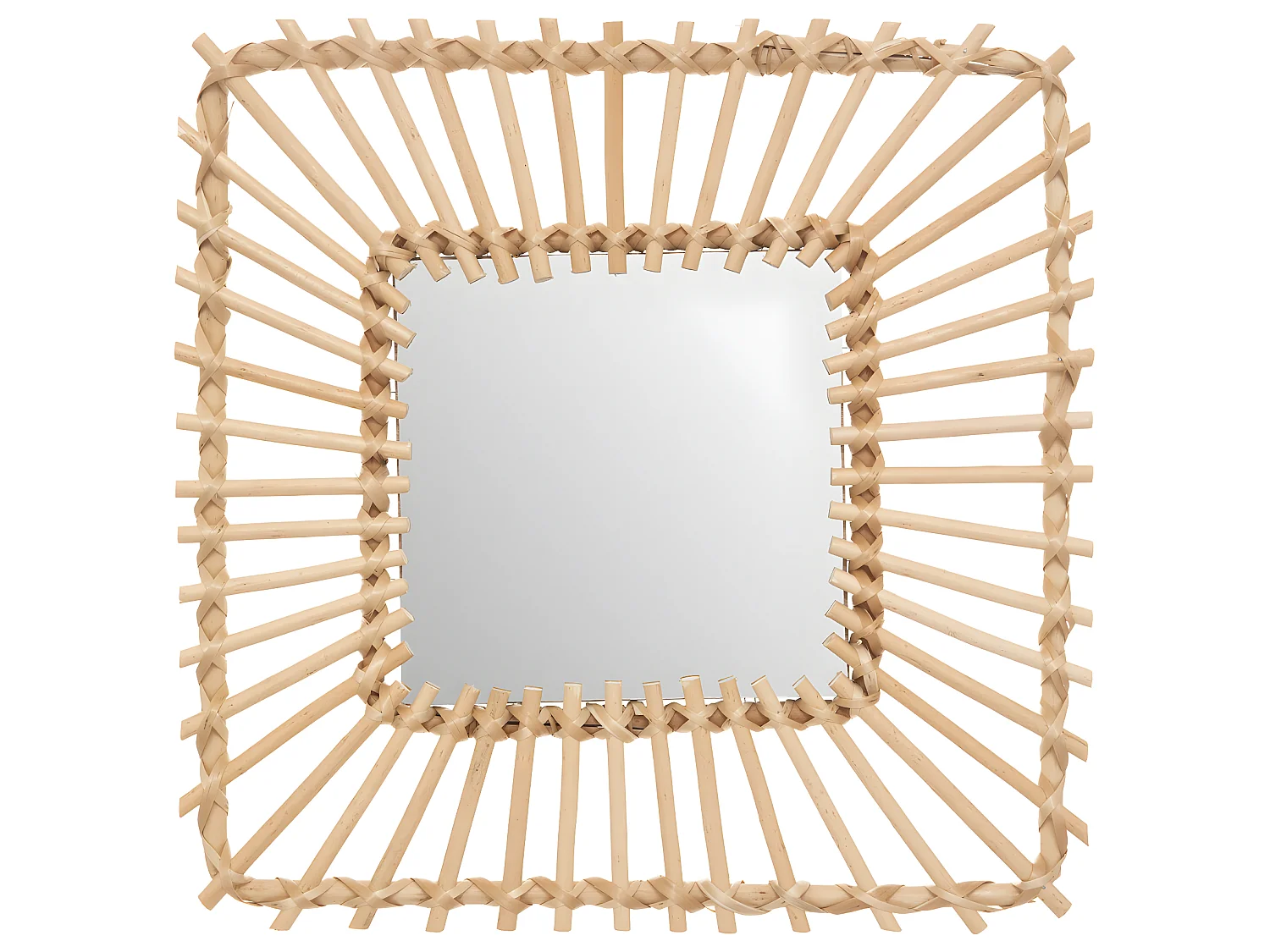 Miroir mural carré en Rotin 40 x 40 cm