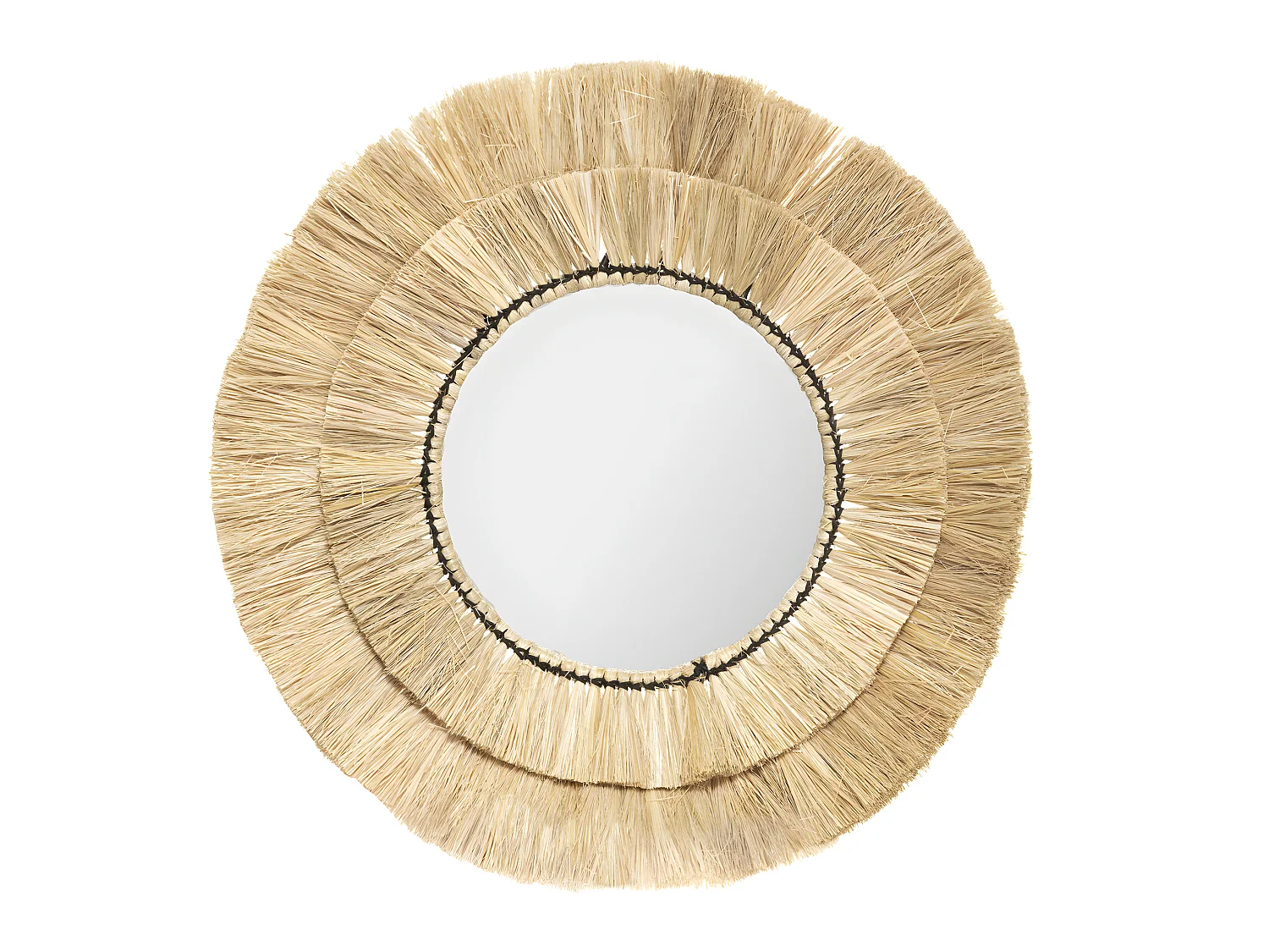 Lot de 3 Miroirs en Raphia et Verre