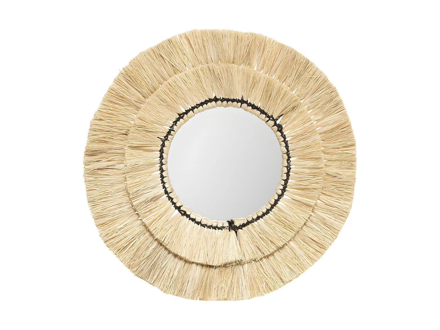 Lot de 3 Miroirs en Raphia et Verre