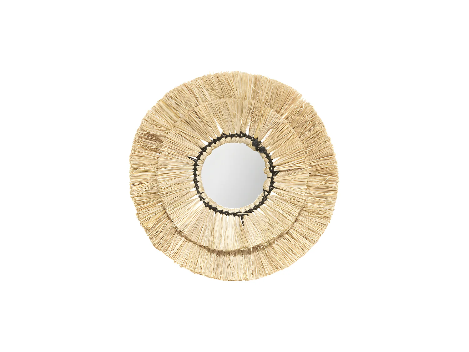 Lot de 3 Miroirs en Raphia et Verre