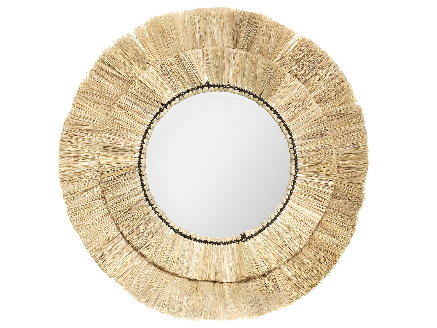 Lot de 3 Miroirs en Raphia et Verre