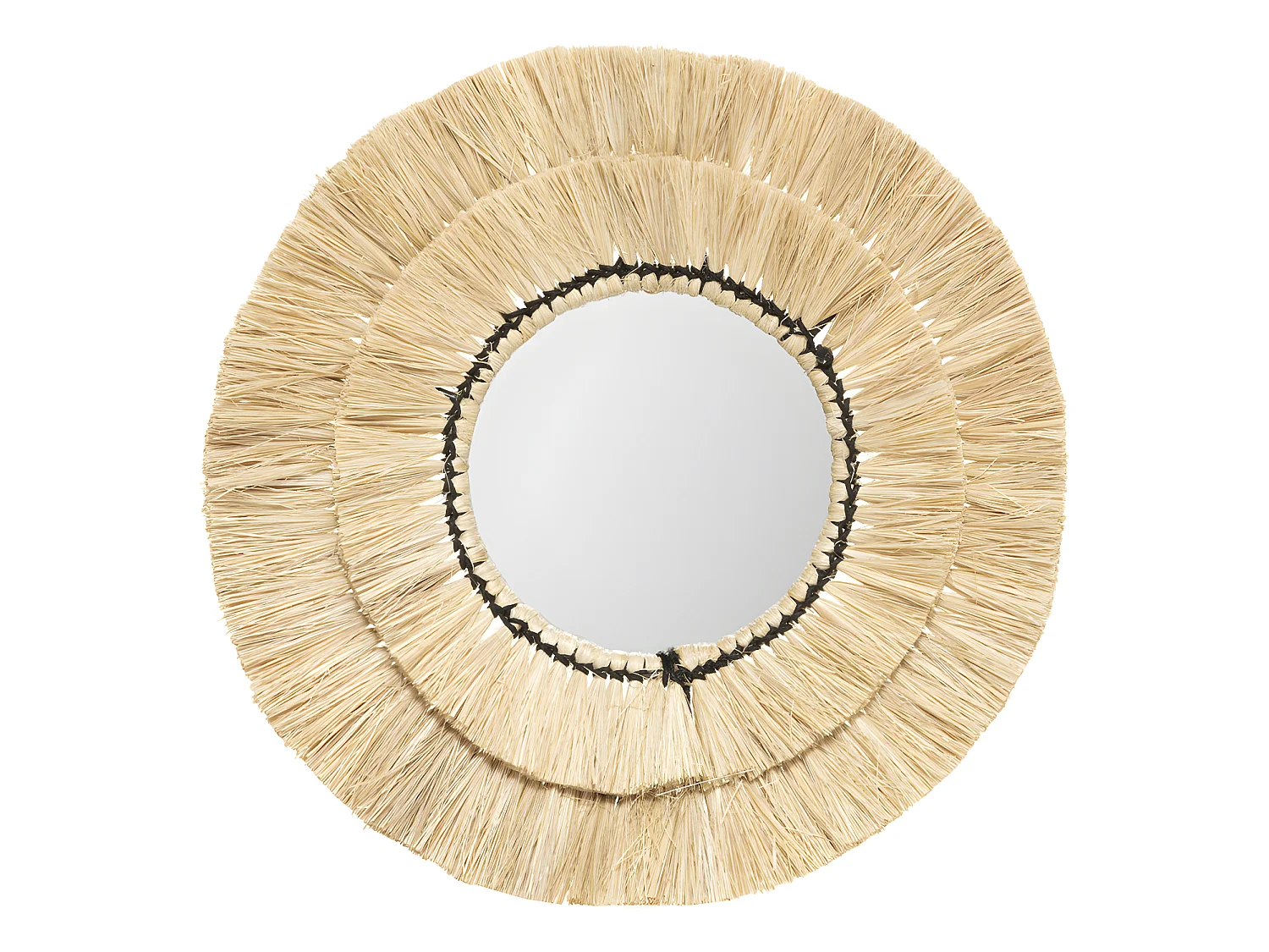 Lot de 3 Miroirs en Raphia et Verre