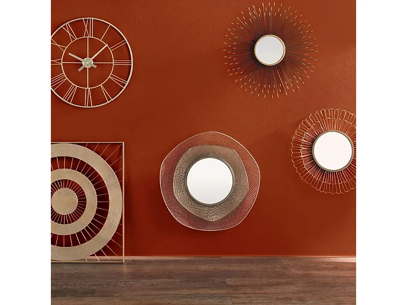 Grand Miroir mural Méduse en Métal Doré  H 78 cm