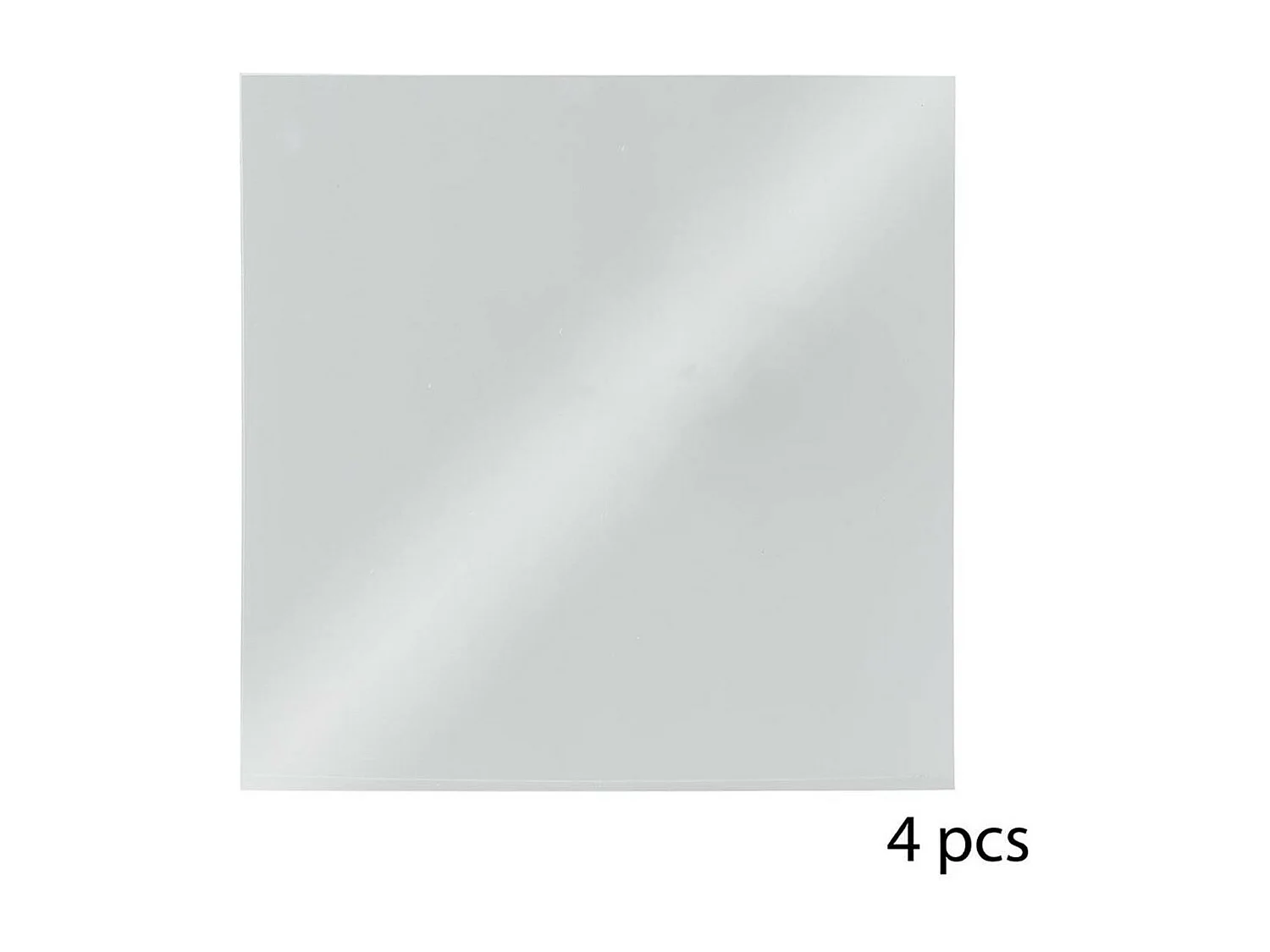 Lot de 4 Miroirs adhésifs Carrés en Verre 20 x 20 cm