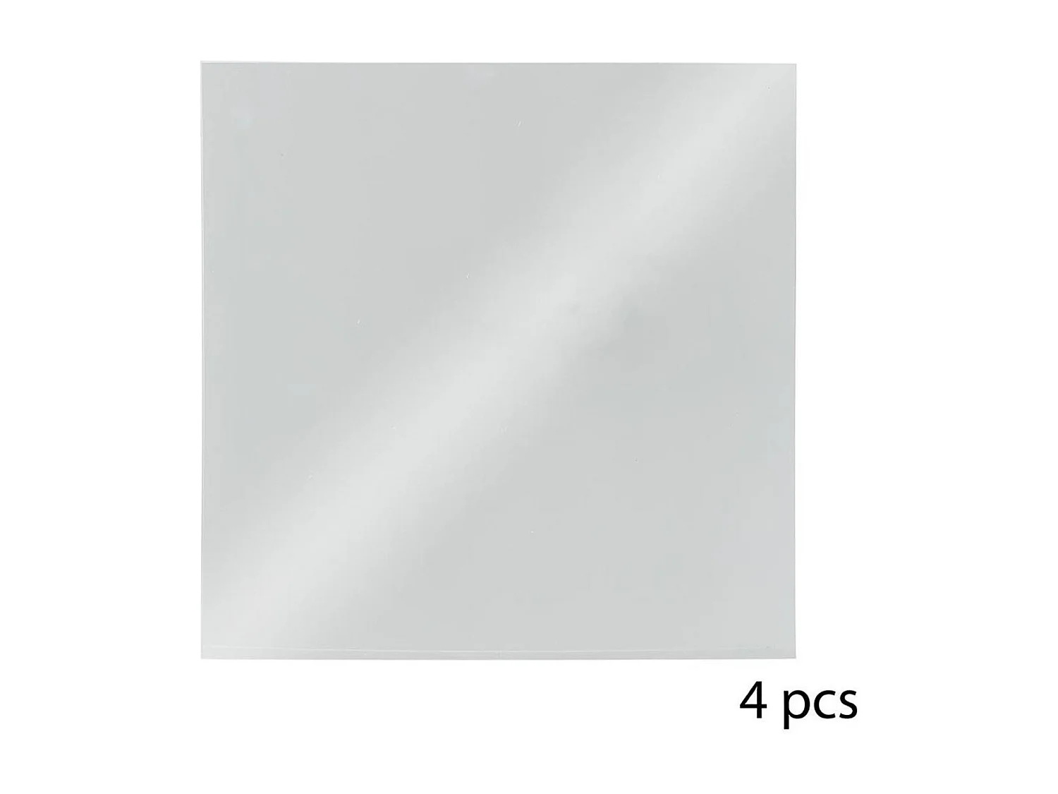 Lot de 4 Miroirs adhésifs Carrés en Verre 20 x 20 cm