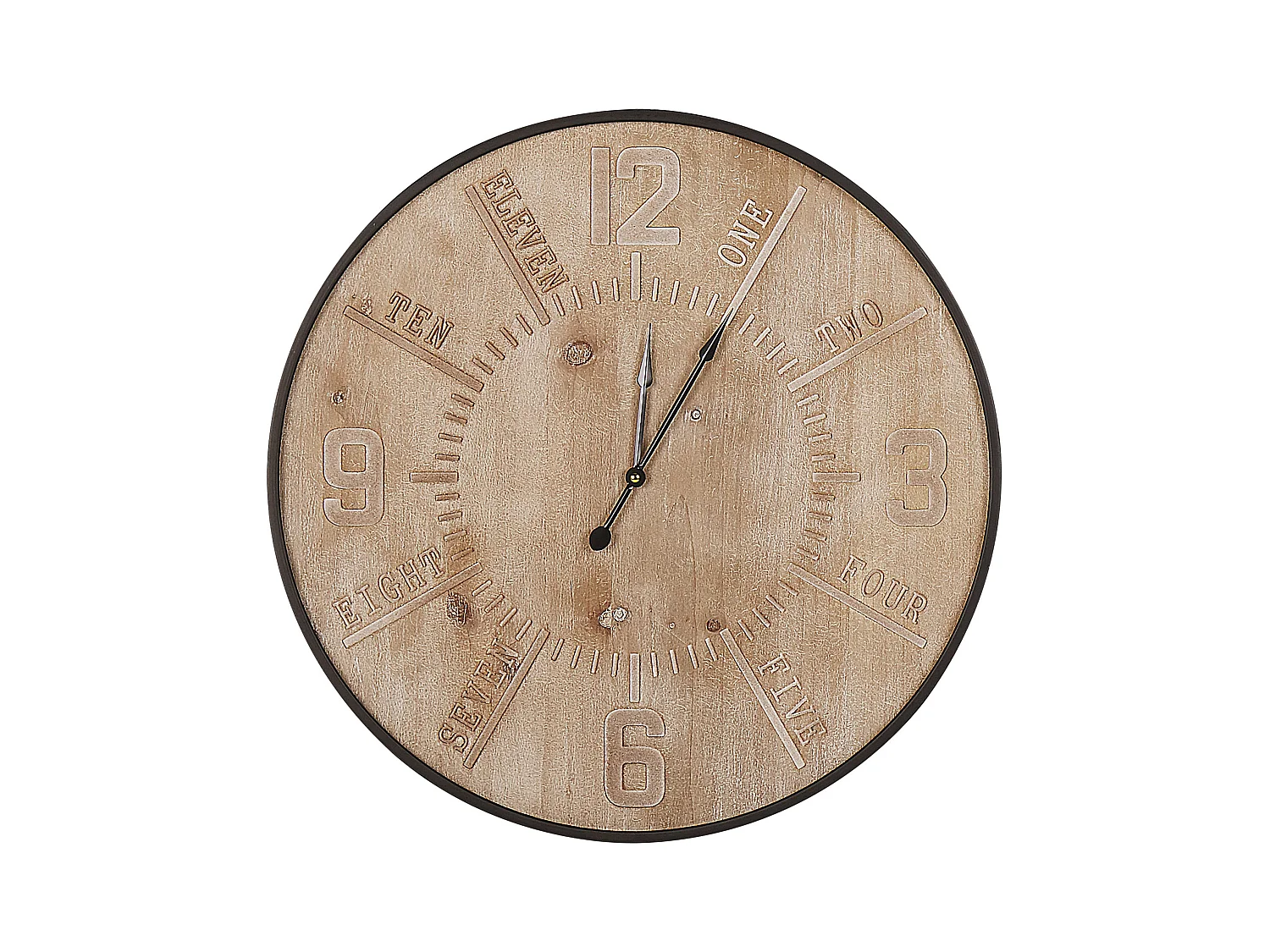 Wanduhr heller Holzfarbton ø 60 cm rund