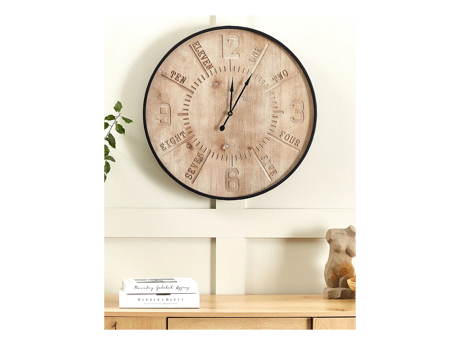 Wanduhr heller Holzfarbton ø 60 cm rund