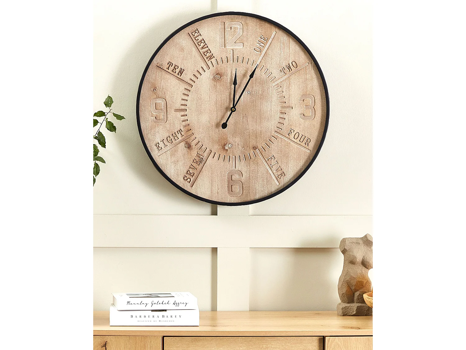 Wanduhr heller Holzfarbton ø 60 cm rund