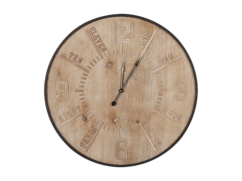 Wanduhr heller Holzfarbton ø 60 cm rund
